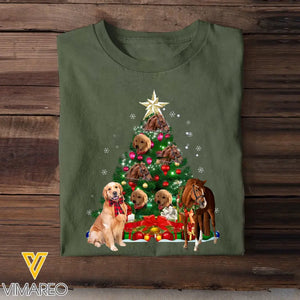 Personalized Upload Your Horse or Dog Photo Christmas Tree T-shirt Printed KVH23804