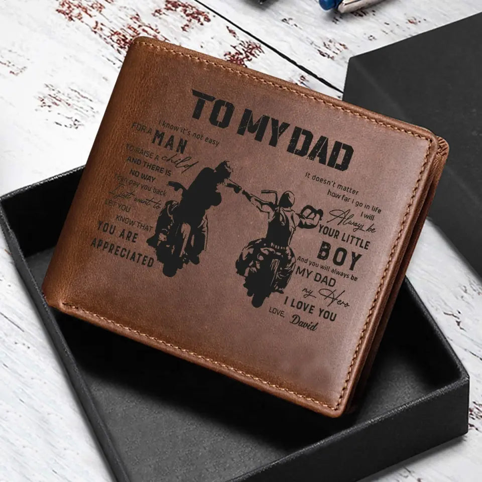 Personalized To My Dad Biker Custom Name Leather Wallet QTPN811