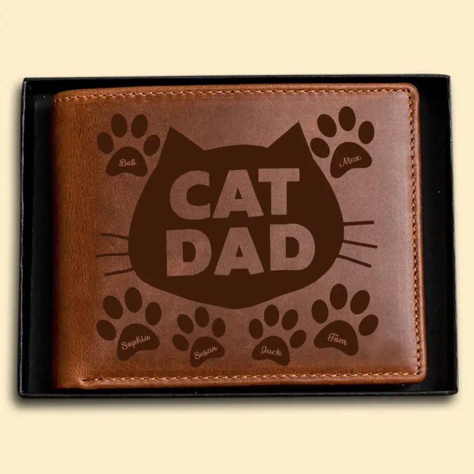 Personalized Cat Dad Custom Cat Name Cat Lovers Gift Leather Wallet KVH23816