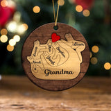 Personalized Grandma's Sloth With Kid Names Wooden Ornament 2 Layer Printed NMTKVH23831