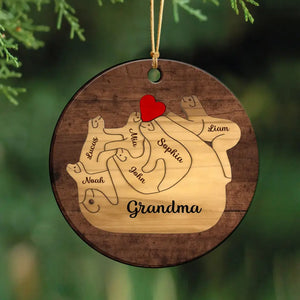 Personalized Grandma's Sloth With Kid Names Wooden Ornament 2 Layer Printed NMTKVH23831