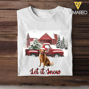 Personalized Upload Your Dog Photo Tree Farm Let It Snow Christmas Gift T-shirt Printed VQ23850