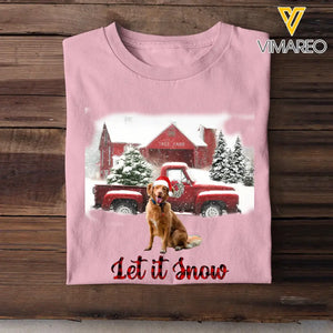 Personalized Upload Your Dog Photo Tree Farm Let It Snow Christmas Gift T-shirt Printed VQ23850