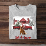 Personalized Upload Your Dog Photo Tree Farm Let It Snow Christmas Gift T-shirt Printed VQ23850