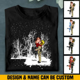 Personalized Couple Firefighter In The Snow T-shirt Printed QTHN23853