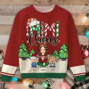 Personalized Mimi Claus Grandma with Kid Names Sweatshirt 3D Printed MTHN23812