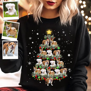 Personalized Upload Your Dog Photo Christmas Tree Xmas Gift Sweatshirt Printed PTN23856