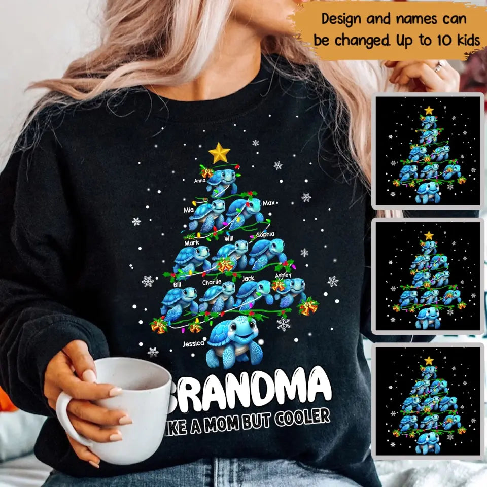 Personalized Grandma Like A Mom But Cooler Christmas Tree Xmas Gift Sweatshirt Printed HTHVQ23859