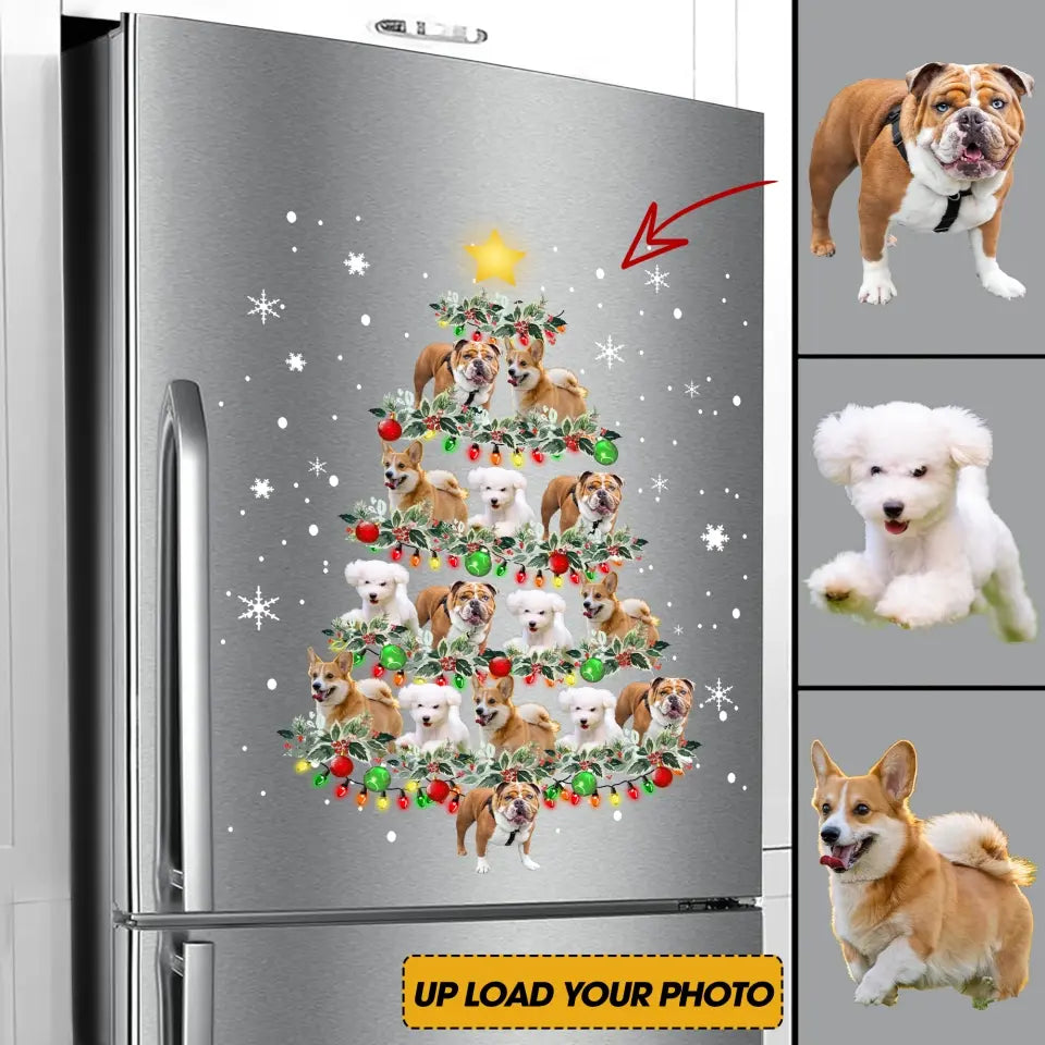 Personalized Upload Your Dog Photo Christmas Tree  Decal Printed KVH870