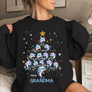 Personalized Dolphin Grandma Christmas Tree Xmas Gift Sweatshirt PrintedNTMTPTN23781