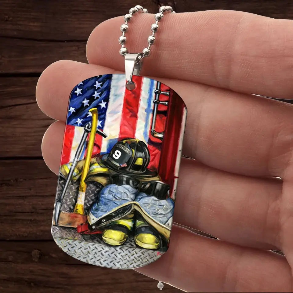 Personalized Firefighter Retired Dog Tag Printed QTPN877