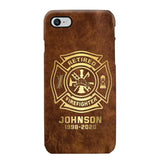 Personalized Retired Firefighter Custom Name Leather Phonecase Printed QTKH23884