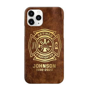 Personalized Retired Firefighter Custom Name Leather Phonecase Printed QTKH23884