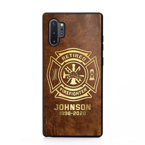 Personalized Retired Firefighter Custom Name Leather Phonecase Printed QTKH23884