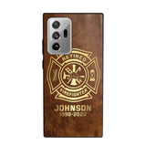 Personalized Retired Firefighter Custom Name Leather Phonecase Printed QTKH23884