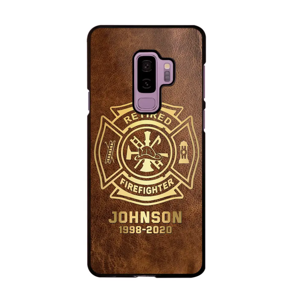 Personalized Retired Firefighter Custom Name Leather Phonecase Printed QTKH23884