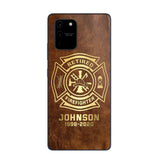 Personalized Retired Firefighter Custom Name Leather Phonecase Printed QTKH23884