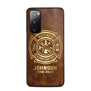 Personalized Retired Firefighter Custom Name Leather Phonecase Printed QTKH23884