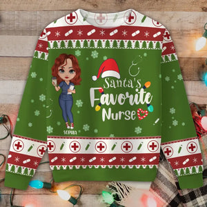 Personalized Nurse Favorite Santa Ugly Sweater Printed HTHVQ23888