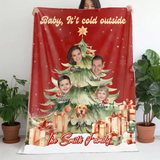 Personalized Upload Your Family Photo Baby It's Cold Outside The Smith Family Christmas Gift Sherpa or Fleece Blanket Printed HTHHN22897