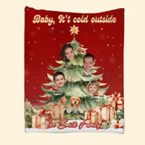 Personalized Upload Your Family Photo Baby It's Cold Outside The Smith Family Christmas Gift Sherpa or Fleece Blanket Printed HTHHN22897