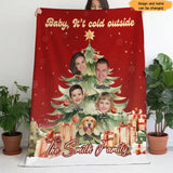 Personalized Upload Your Family Photo Baby It's Cold Outside The Smith Family Christmas Gift Sherpa or Fleece Blanket Printed HTHHN22897