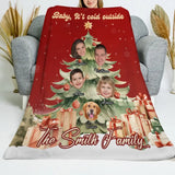 Personalized Upload Your Family Photo Baby It's Cold Outside The Smith Family Christmas Gift Sherpa or Fleece Blanket Printed HTHHN22897