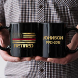 Personalized Retired Firefighter Custom Name Service Time Black Mug Printed QTKH898