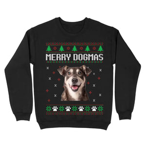 Personalized Upload Your Dog Photo Merry Dogmas Xmas Gift Sweatshirt Printed VQ23902