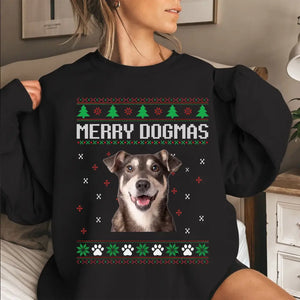 Personalized Upload Your Dog Photo Merry Dogmas Xmas Gift Sweatshirt Printed VQ23902