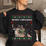 Personalized Upload Your Deer Photo Merry Christmas Xmas Gift Sweatshirt Printed KVH23900