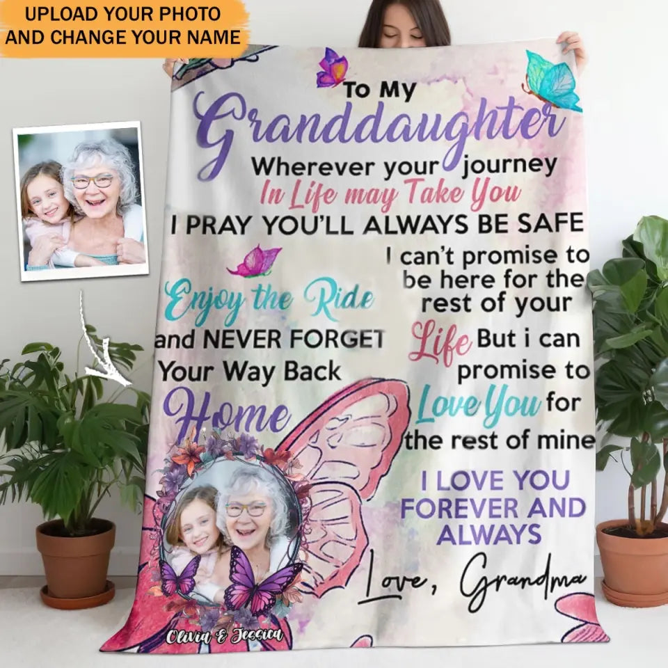 Personalized Upload Photo Granddaughter Sherpa or Fleece Blanket Printed HTHVQ23916