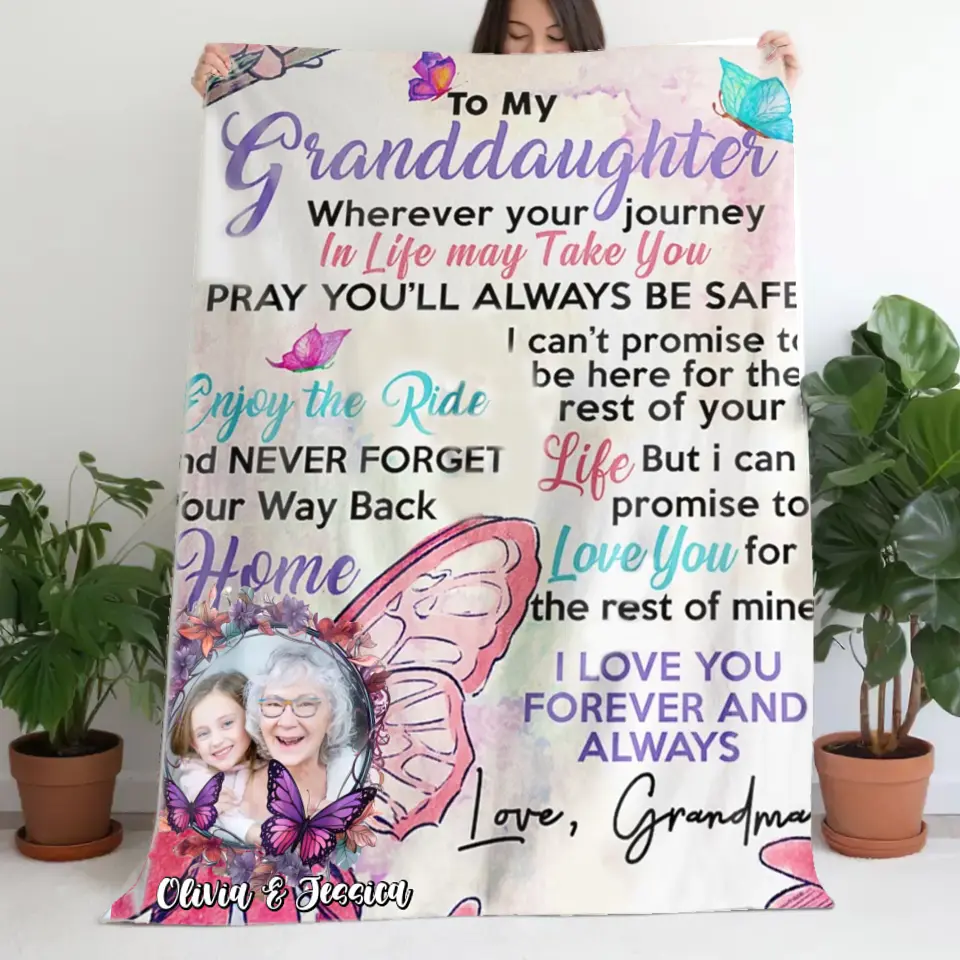 Personalized Upload Photo Granddaughter Sherpa or Fleece Blanket Printed HTHVQ23916