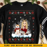 Personalized Girl Xmas & Dog Snow Christmas Gift Sweatshirt Printed KVH23915