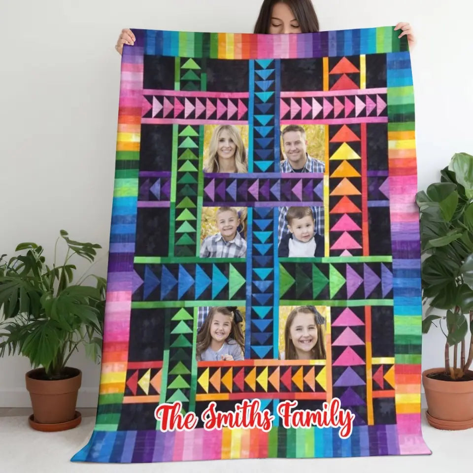 Personalized Upload Your Photo Custom Family Name Sherpa or Fleece Blanket Printed NMTVQ23930