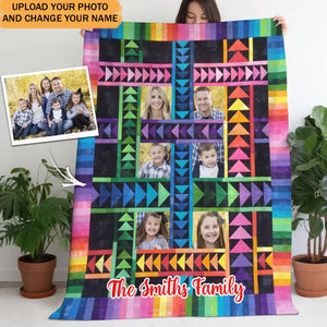 Personalized Upload Your Photo Custom Family Name Sherpa or Fleece Blanket Printed NMTVQ23930