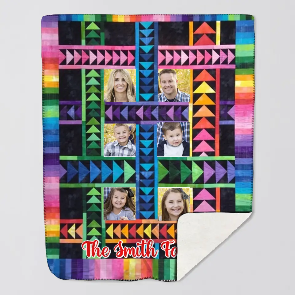 Personalized Upload Your Photo Custom Family Name Sherpa or Fleece Blanket Printed NMTVQ23930