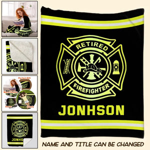 Personalized Retired Firefighter Custom Name Sherpa or Fleece Blanket Printed QTKH23939