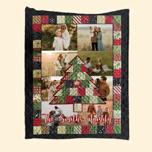 Personalized Upload Your Family Photo Christmas Tree Sherpa or Fleece Blanket Printed MTVQ23948