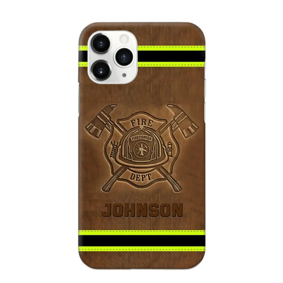 Personalized Firefighter Custom Name Leather Phonecase Printed KVH23949