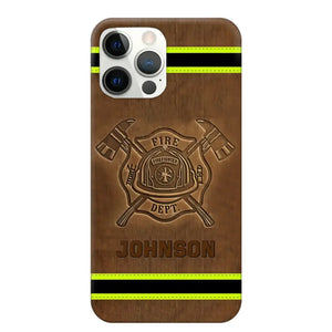 Personalized Firefighter Custom Name Leather Phonecase Printed KVH23949