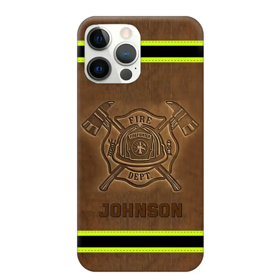 Personalized Firefighter Custom Name Leather Phonecase Printed KVH23949