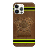 Personalized Firefighter Custom Name Leather Phonecase Printed KVH23949