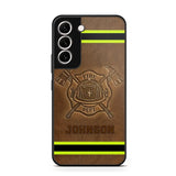 Personalized Firefighter Custom Name Leather Phonecase Printed KVH23949