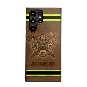 Personalized Firefighter Custom Name Leather Phonecase Printed KVH23949