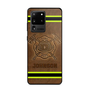 Personalized Firefighter Custom Name Leather Phonecase Printed KVH23949