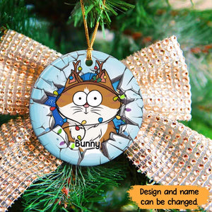 Personalized Cat Xmas Cat Lovers Gift Ceramic Ornament Printed HTHKVH23958