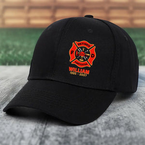 Personalized Firefighter Retired Black Cap QTHN845