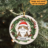 Personalized Cat Xmas Cat Lovers Gift Ceramic Ornament Printed HTHHN23976