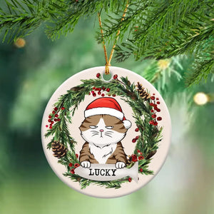 Personalized Cat Xmas Cat Lovers Gift Ceramic Ornament Printed HTHHN23976